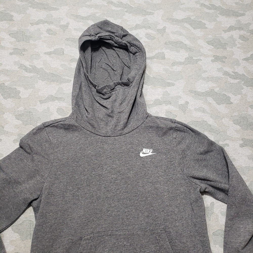 Nike Sweatshirt Mens Small Gray Funnel Neck Hoodie Fleece Pull-Over